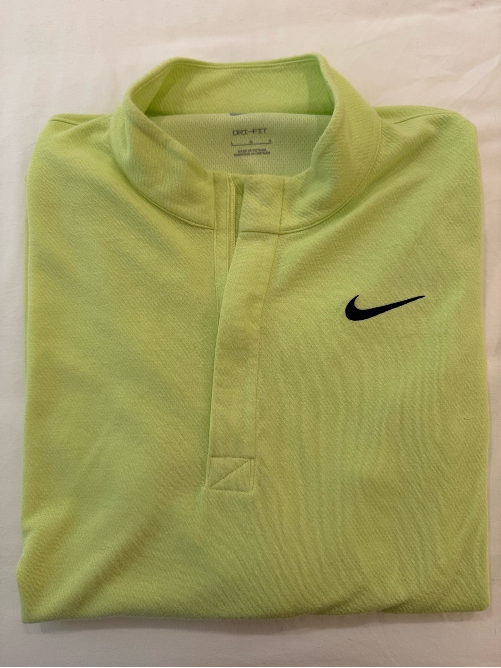 Nike Men’s Lime Green Half-Zip Dri-FIT Polo